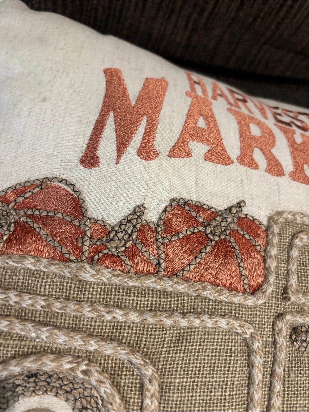 Harvest Market Fresh Picked Pumpkins Decorative Pillow - Cream & Orange